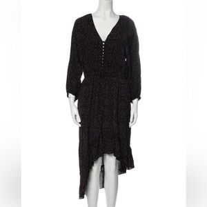 Joie Black Polka Dot Long Sleeve Midi Dress